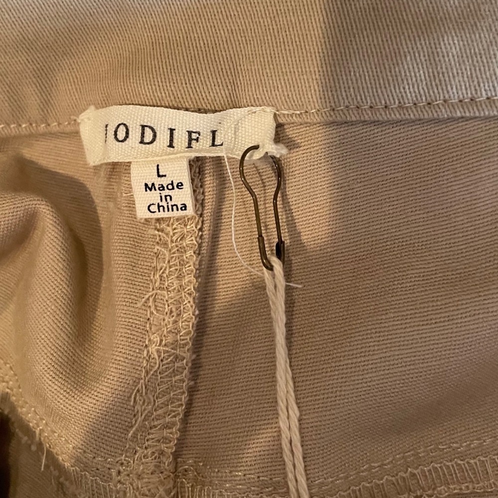 Jodifl Tan Khaki Cotton Button Front Midi Skirt NWT Size L Cottagecore Academia - Picture 3 of 6